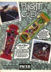 Pacer complete skateboards advert December 1989