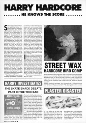 Scan of Harry Hardcore article from 1991 R.a.d Skateboard Magazine