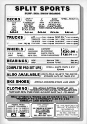 Split Sports Manchester skateboard shop Advert from 1991
